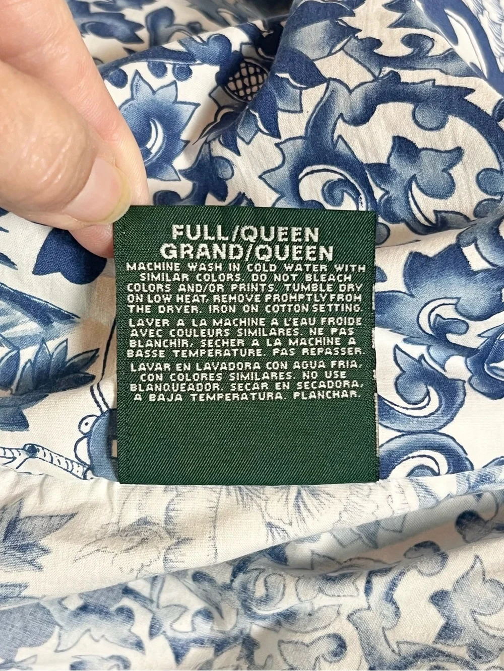 Vintage Ralph Lauren Tamarind Porcelain Blue Queen Duvet Cover Chinoiserie Toile